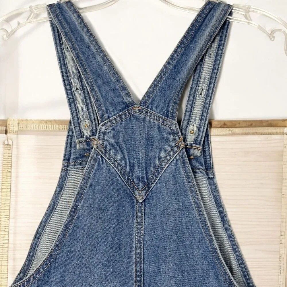 Old Navy Denim Bib Overalls Girls M 8 Distressed Straight Leg Casual